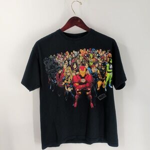 Vintage Marvel Mad Engine All Superhero's Iron Man Graphic T-Shirt Black Size M